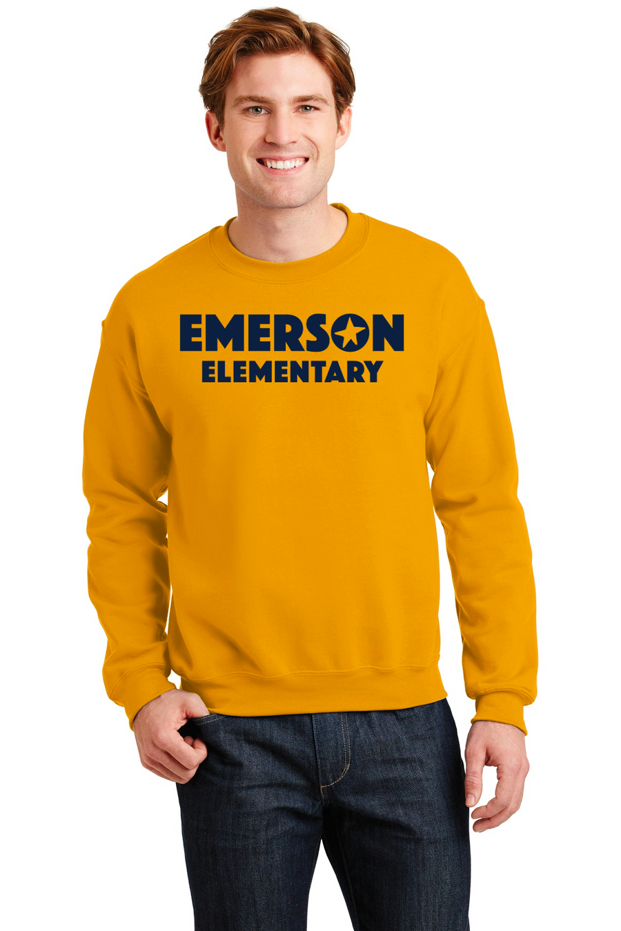 Emerson Stars Spirit Wear On-Demand-Unisex Crewneck Sweatshirt Blue Navy Logo