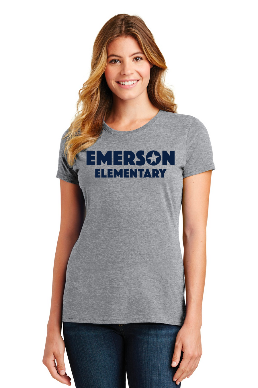 Emerson Stars Spirit Wear On-Demand-Port and Co Ladies Favorite Shirt Blue Navy Logo