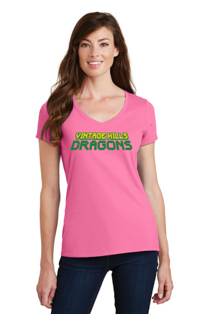 Vintage Hills Spirit Wear 2023-24 On-Demand-Port and Co Ladies V-Neck Vintage Dragons