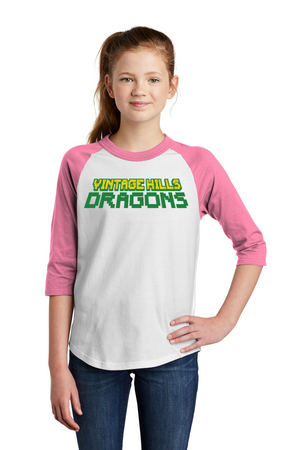 Vintage Hills Spirit Wear 2023-24 On-Demand-Unisex Baseball Tee Vintage Dragons