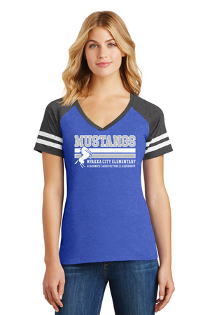 Myakka City Elementary Spirit Wear 2023/24 On-Demand-District Ladies Game V-Neck Tee Stripe Logo