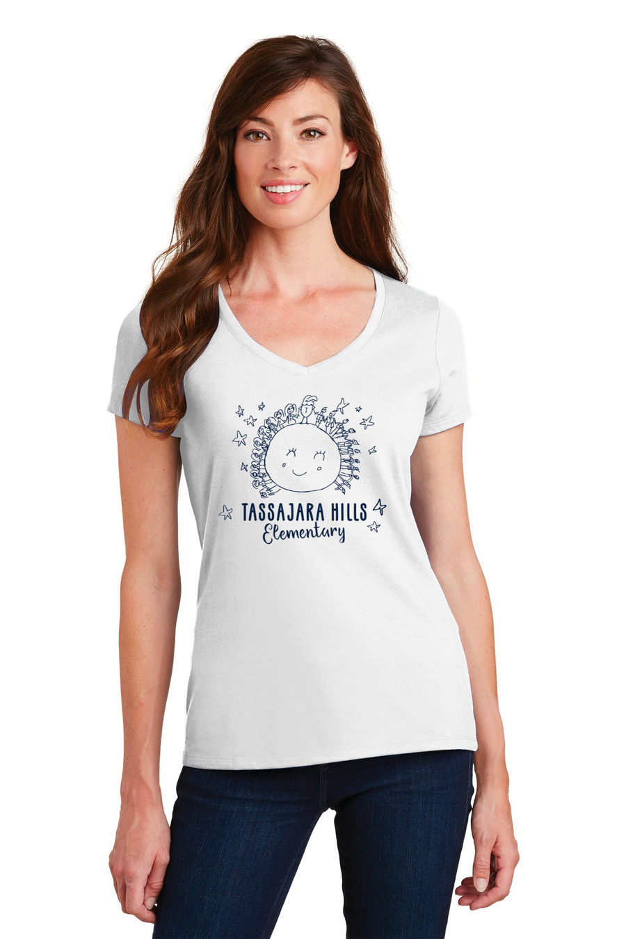 Tassajara Hills Elementary Spirit Wear 2023/24 On-Demand-Port and Co Ladies V-Neck Earth Logo