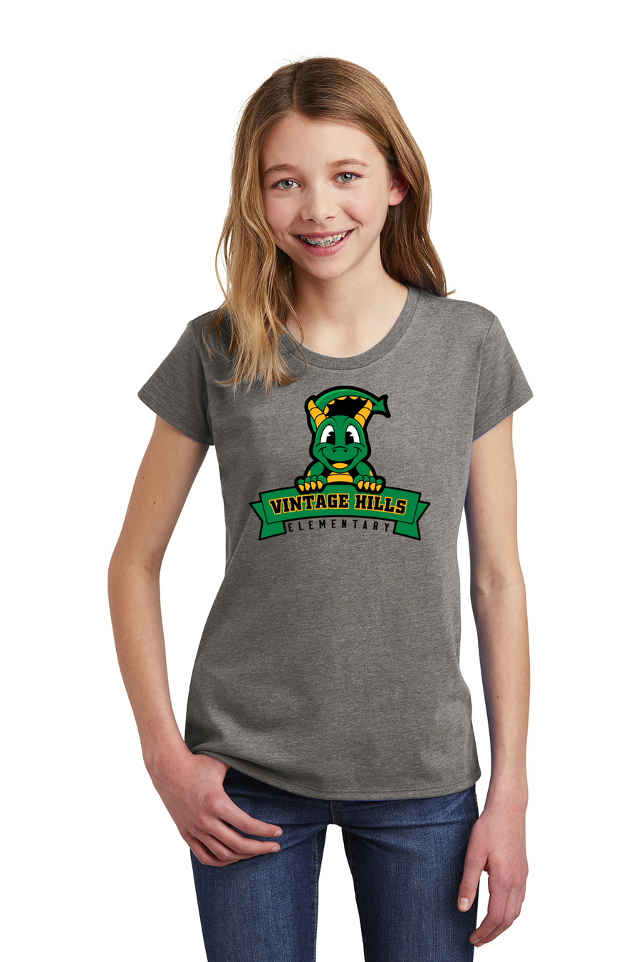 Vintage Hills Spirit Wear 2023-24 On-Demand-Youth District Girls Tee Dragon Mascot Logo