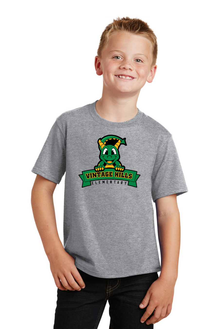 Vintage Hills Spirit Wear 2023-24 On-Demand-Premium Soft Unisex T-Shirt Dragon Mascot Logo