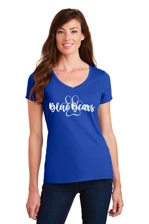 Mashburn Elementary - 23/24 Spirit Wear On-Demand-Port and Co Ladies V-Neck Blue Bears Logo