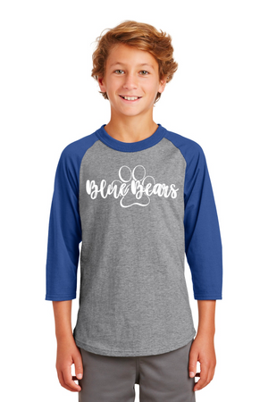 Mashburn Elementary - 23/24 Spirit Wear On-Demand-Unisex Baseball Tee Blue Bears Logo