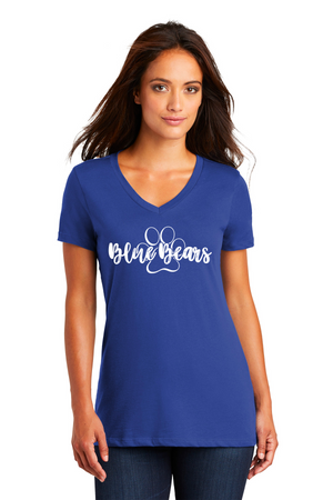 Mashburn Elementary - 23/24 Spirit Wear On-Demand-Premium District Womens V-Neck Blue Bears Logo