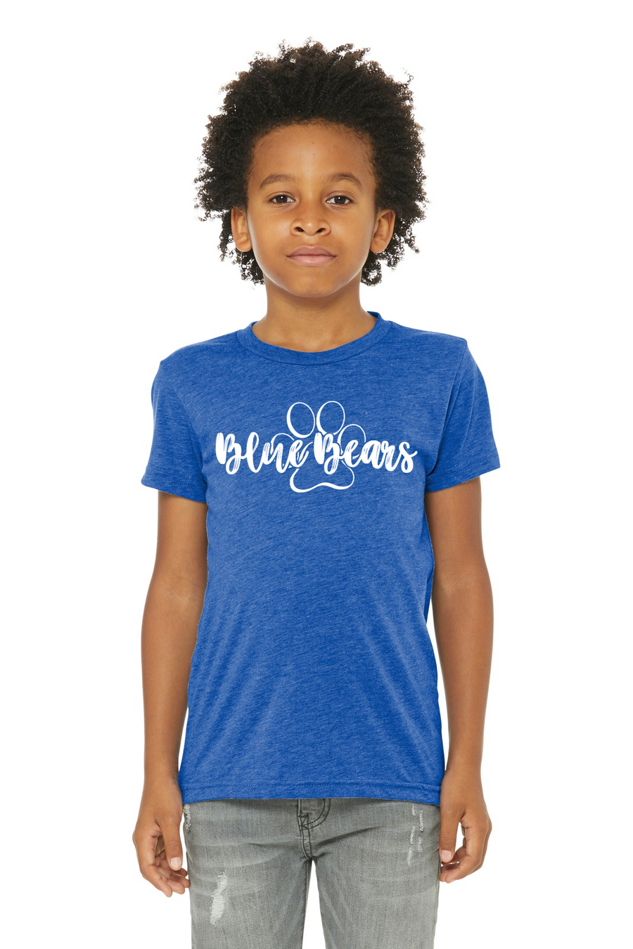 Mashburn Elementary - 23/24 Spirit Wear On-Demand-BELLA+CANVAS Triblend Short Sleeve Tee Blue Bears Logo