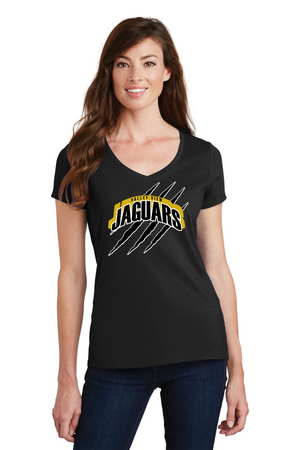Valley View Middle School On-Demand Spirit Wear-Port and Co Ladies V-Neck Claw Logo