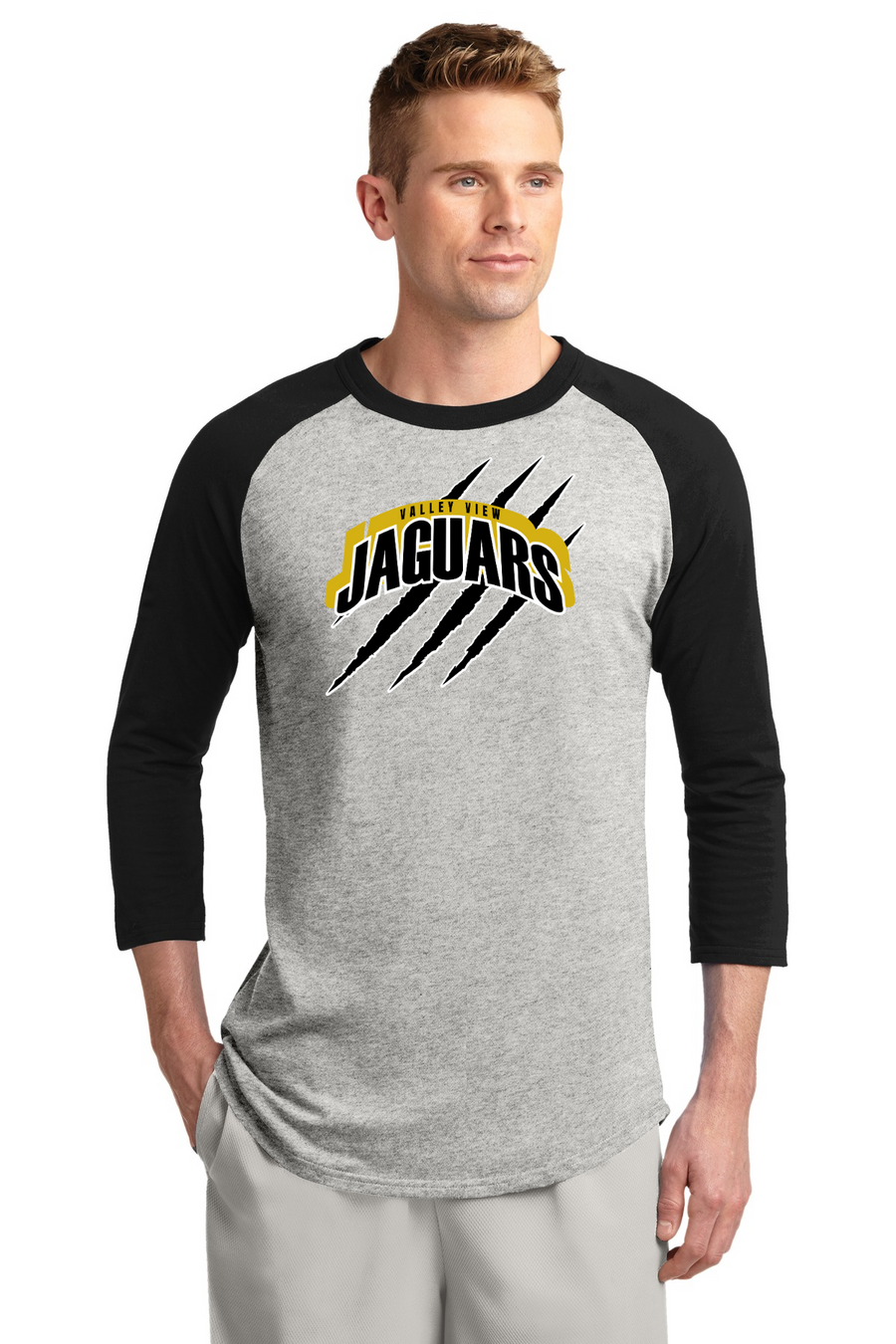 Valley View Middle School On-Demand-Unisex Baseball Tee Claw Logo