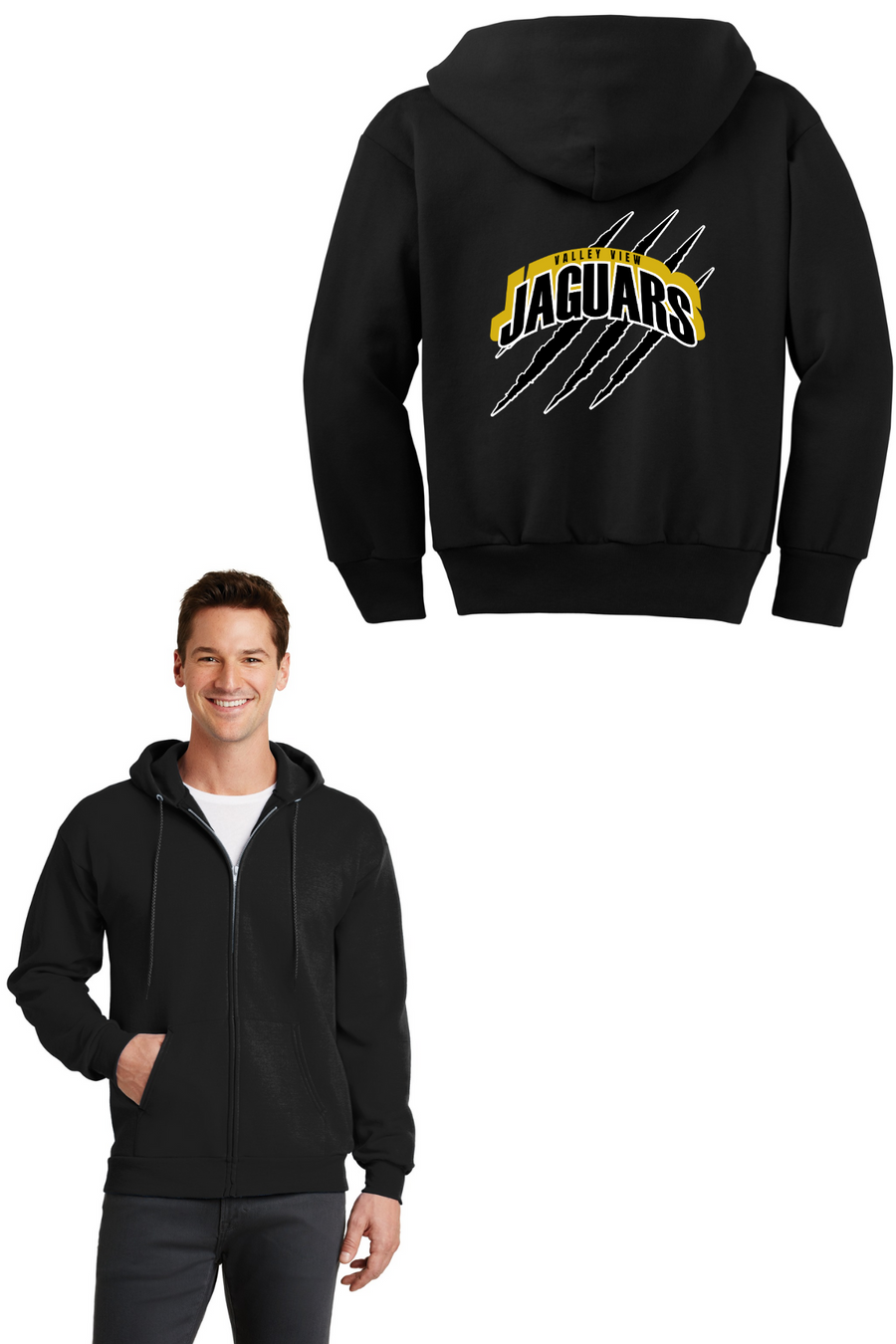 Valley View Middle School On-Demand Spirit Wear-Adult Full-Zip Hooded Sweatshirt Claw Logo