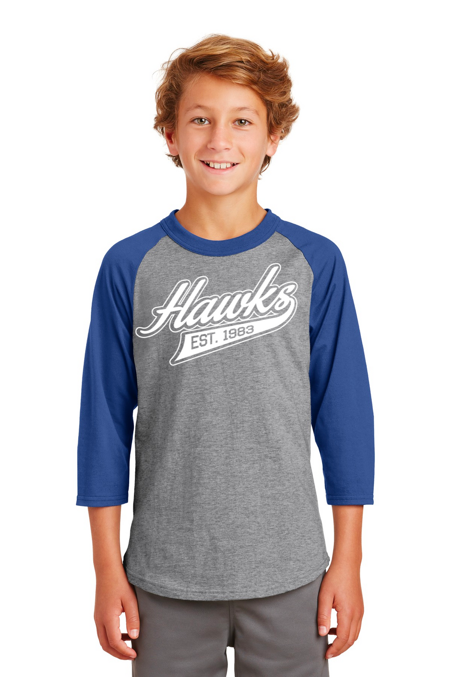 Holcomb Bridge Middle School Spirit Wear 23/24 On-Demand-Unisex Baseball Tee Cursive Hawks Logo