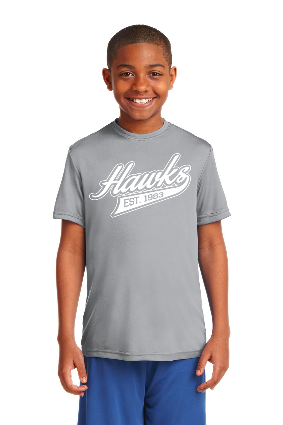 Holcomb Bridge Middle School Spirit Wear 23/24 On-Demand-Unisex Dry-Fit Shirt Cursive Hawks Logo