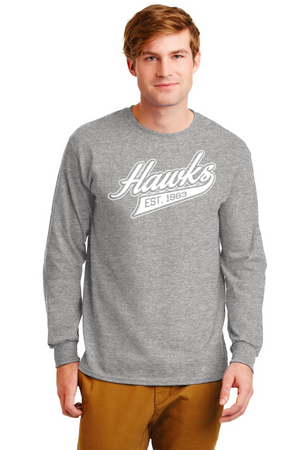 Holcomb Bridge Middle School Spirit Wear 23/24 On-Demand-Unisex Long Sleeve Shirt Cursive Hawks Logo