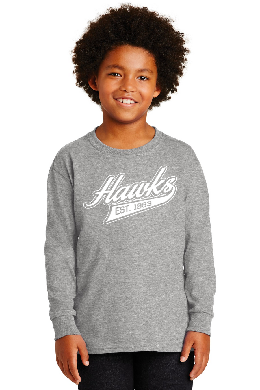 Holcomb Bridge Middle School Spirit Wear 23/24 On-Demand-Unisex Long Sleeve Shirt Cursive Hawks Logo