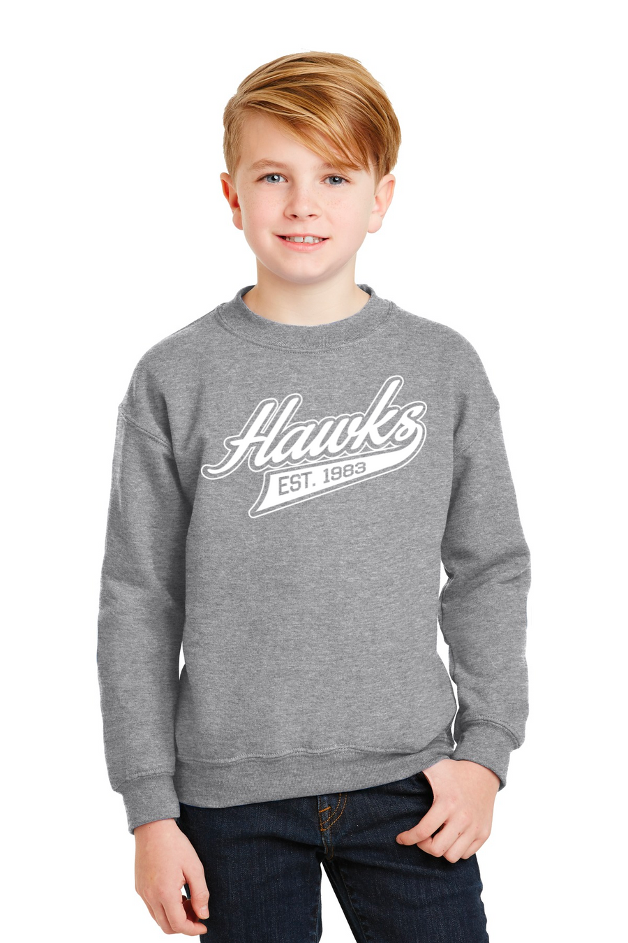 Holcomb Bridge Middle School Spirit Wear 23/24 On-Demand-Unisex Crewneck Sweatshirt Cursive Hawks Logo