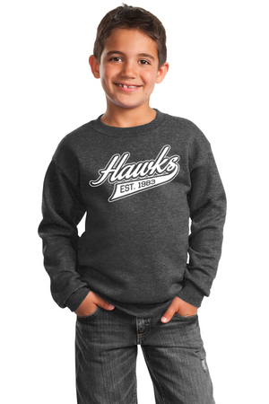 Holcomb Bridge Middle School Spirit Wear 23/24 On-Demand-Unisex Crewneck Sweatshirt Cursive Hawks Logo