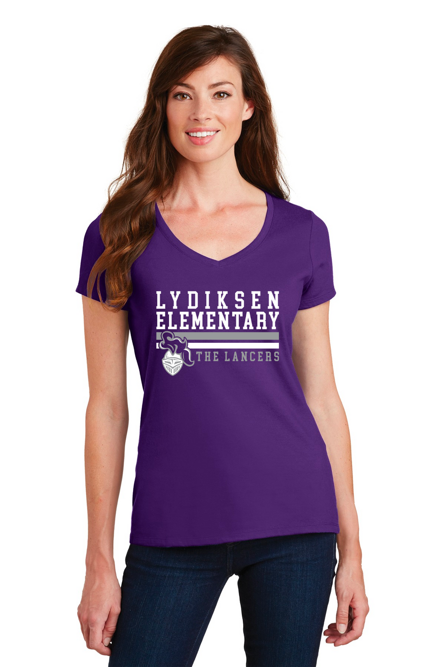 Lydiksen Elementary Spirit Wear 2023/24 On-Demand-Port and Co Ladies V-Neck The Lancers Logo