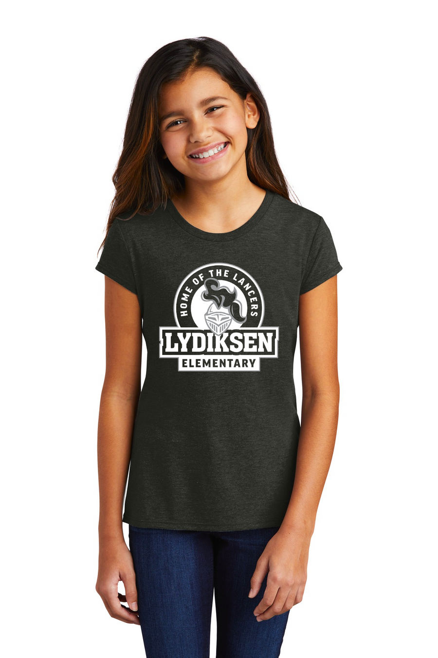 Lydiksen Elementary Spirit Wear 2023/24 On-Demand-Youth District Girls Tri-Blend Tee Home of the Lancers Logo