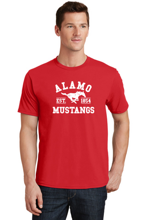 Alamo Mustangs Spirit Wear 2023-24 On-Demand-Premium Soft Unisex T-Shirt White Logo