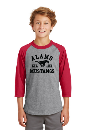 Alamo Mustangs Spirit Wear 2023-24 On-Demand-Unisex Baseball Tee Black Logo