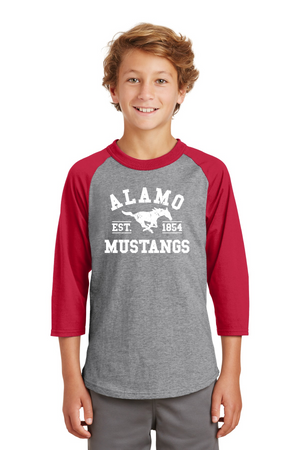 Alamo Mustangs Spirit Wear 2023-24 On-Demand-Unisex Baseball Tee White Logo