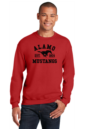 Alamo Mustangs Spirit Wear 2023-24 On-Demand-Unisex Crewneck Sweatshirt Black Logo