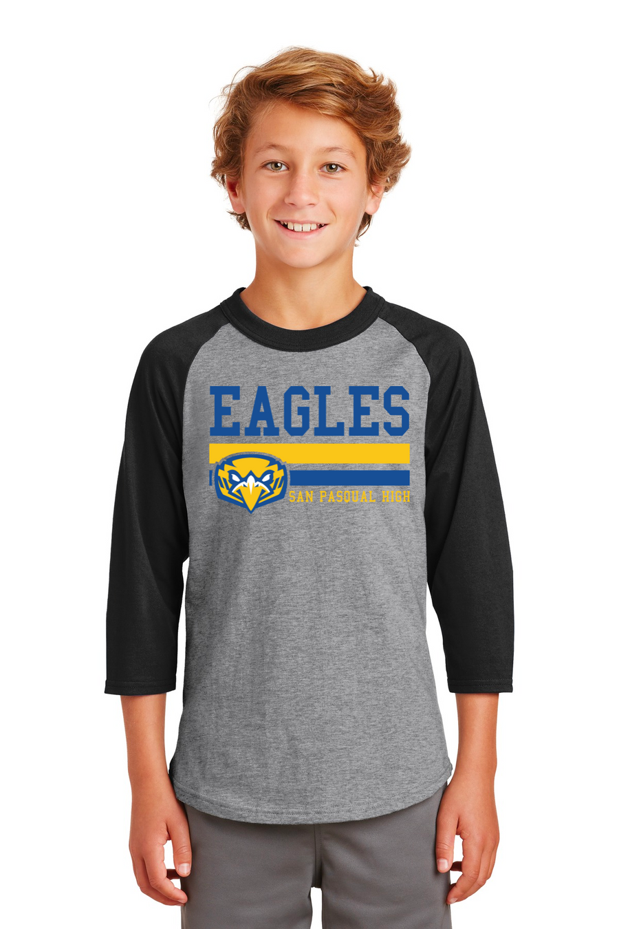 San Pasqual High School - 23/24 Spirit Wear On-Demand-Unisex Baseball Tee Eagles Logo