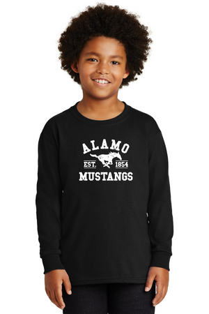 Alamo Mustangs Spirit Wear 2023-24 On-Demand-Unisex Long Sleeve Shirt White Logo