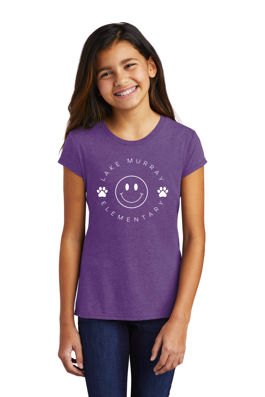 Lake Murray Elementary Spirit Wear 2023-24 On-Demand-Youth District Girls Tri-Blend Tee Smiley Logo