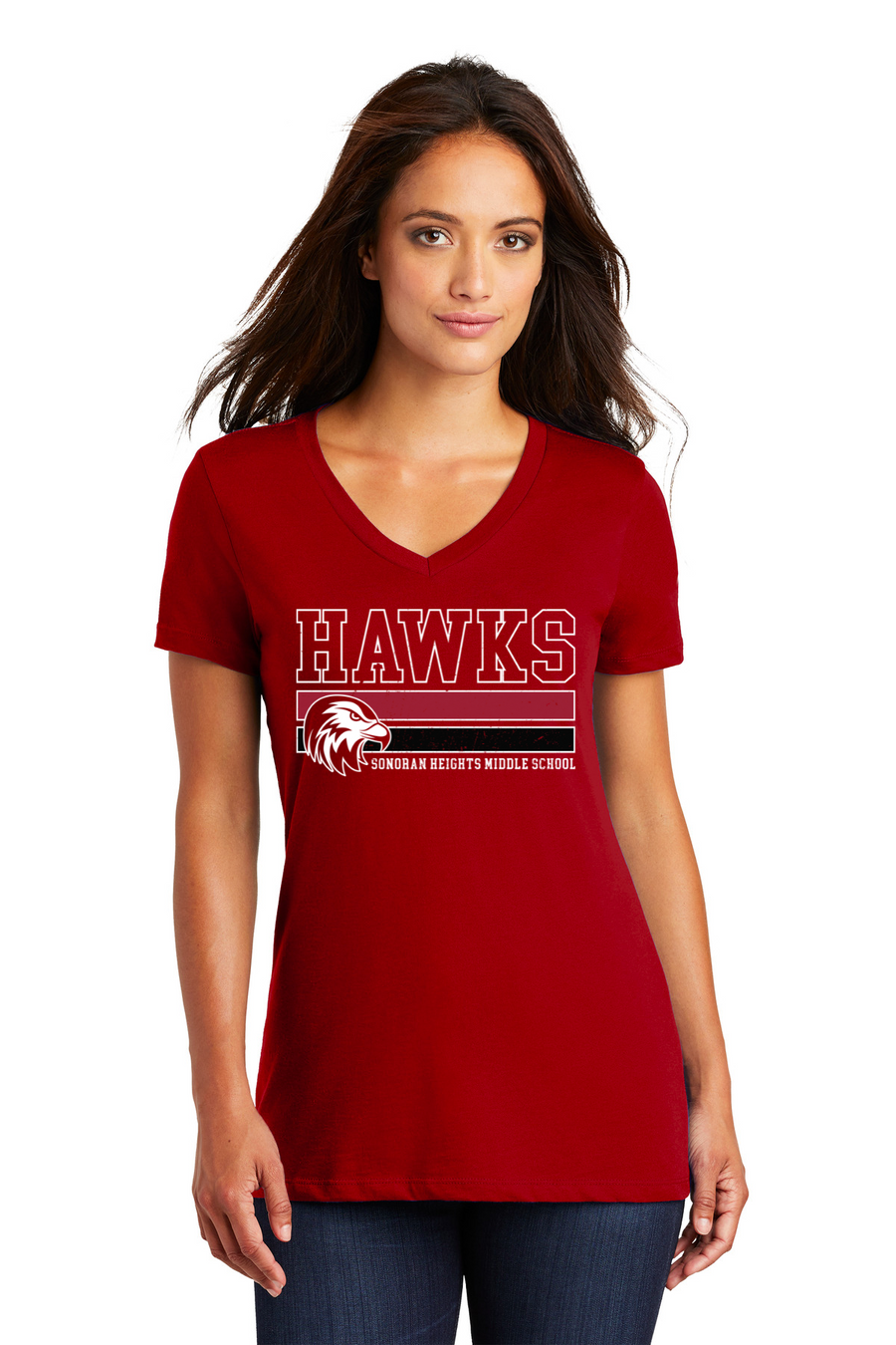 Sonoran Heights Middle School 2023/24 Spirit Wear On-Demand-Premium District Womens V-Neck Stripes Logo