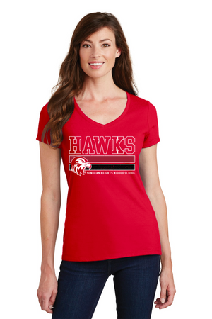 Sonoran Heights Middle School 2023/24 Spirit Wear On-Demand-Port and Co Ladies V-Neck Stripes Logo
