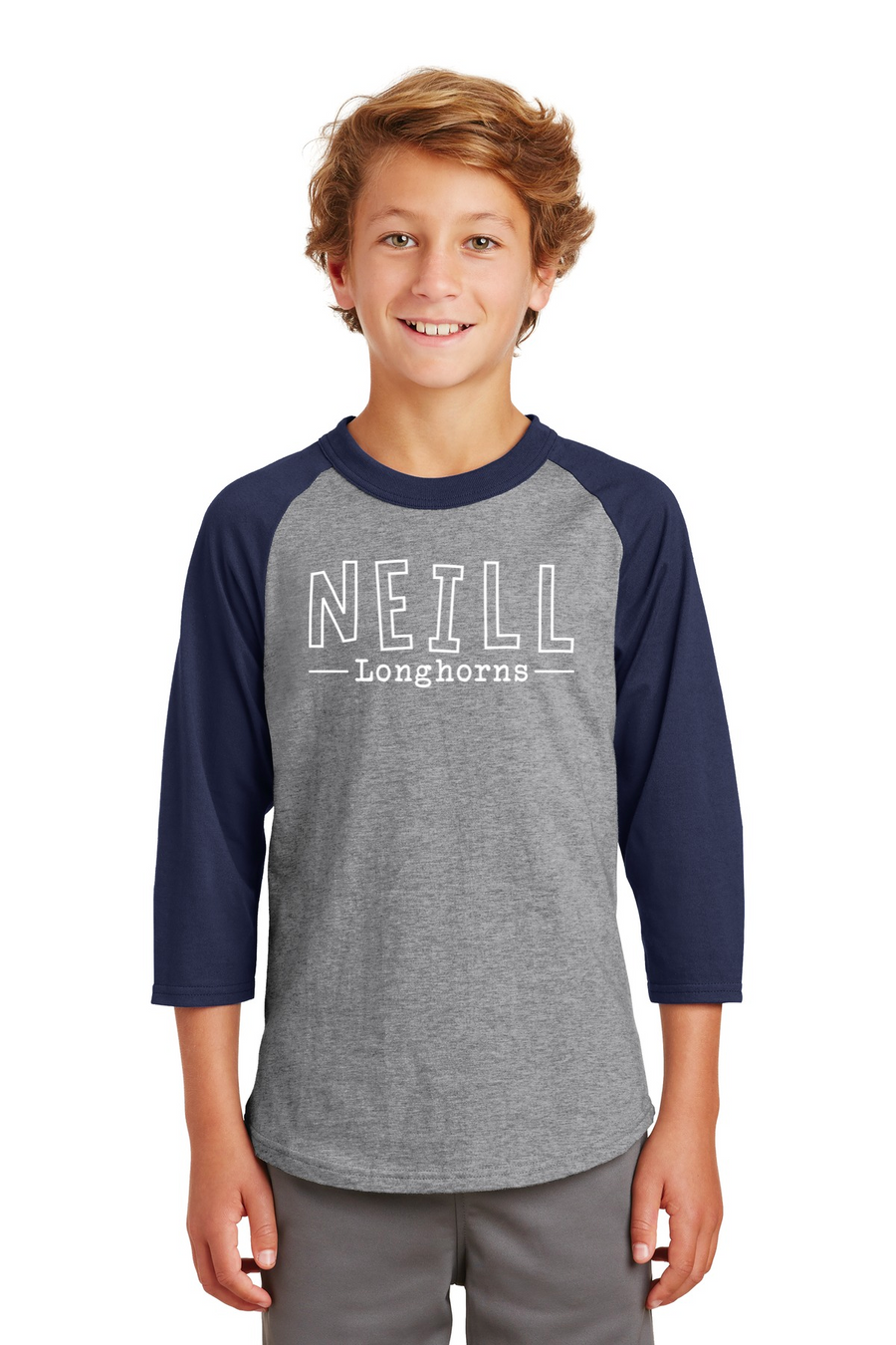 Neill Elementary Spirit Wear 2023/24 On-Demand-Unisex Baseball Tee Horizontal Logo