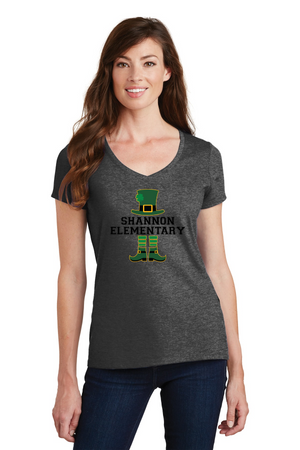 Shannon Elementary Spirit Wear 2023/24 On-Demand-Port and Co Ladies V-Neck Leprechaun Logo