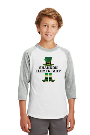 Shannon Elementary Spirit Wear 2023/24 On-Demand-Unisex Baseball Tee Leprechaun Logo