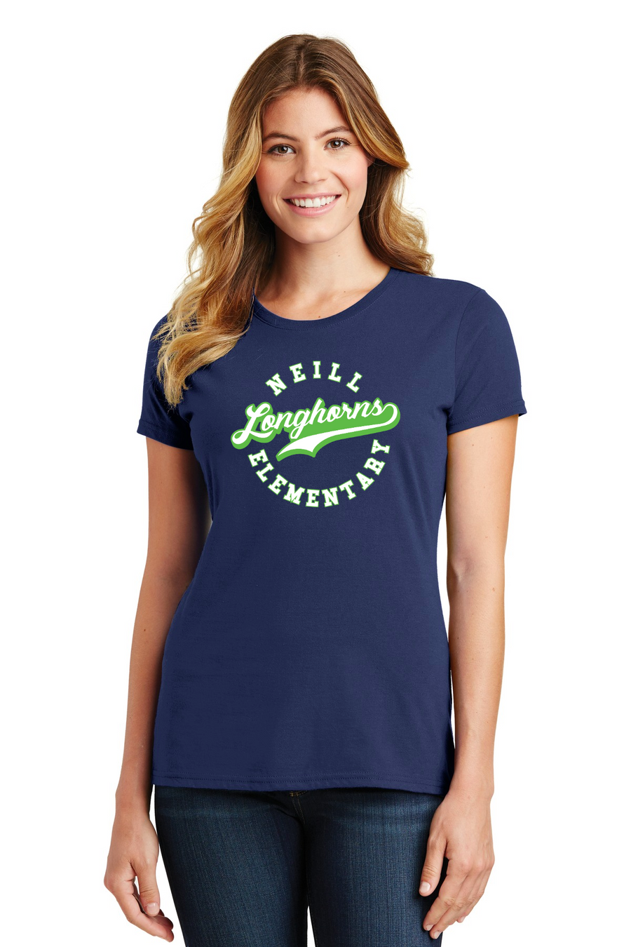 Neill Elementary Spirit Wear 2023/24 On-Demand-Port and Co Ladies Favorite Shirt Lime Logo
