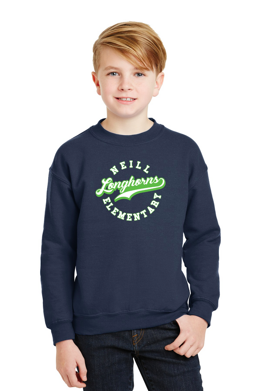 Neill Elementary Spirit Wear 2023/24 On-Demand-Unisex Crewneck Sweatshirt Lime Logo