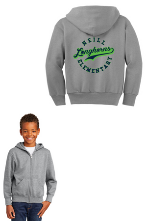 Neill Elementary Spirit Wear 2023/24 On-Demand-Unisex Full-Zip Hooded Sweatshirt Lime Logo