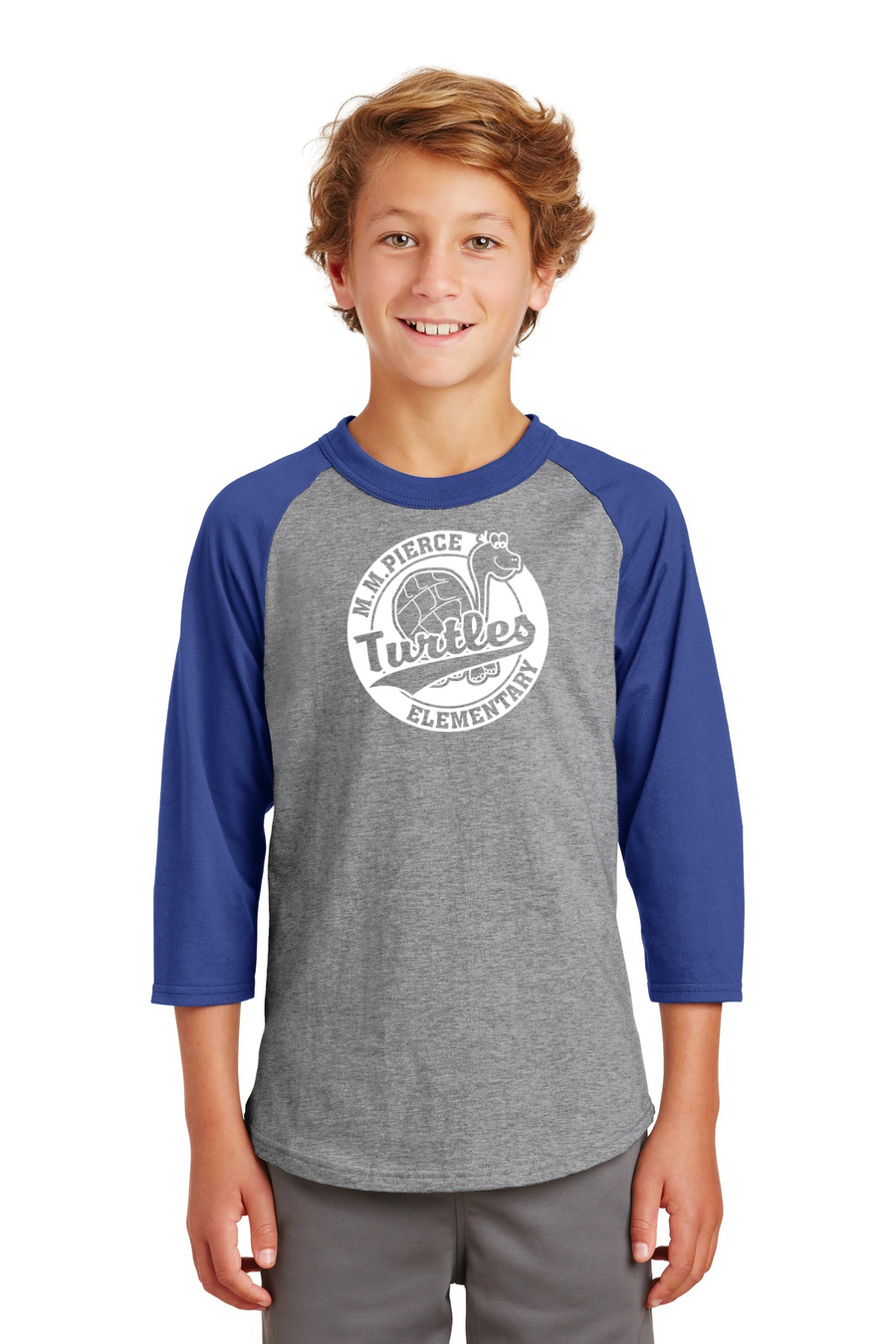 Pierce Elementary - 23/24 Spirit Wear On-Demand-Unisex Baseball Tee Circle Logo