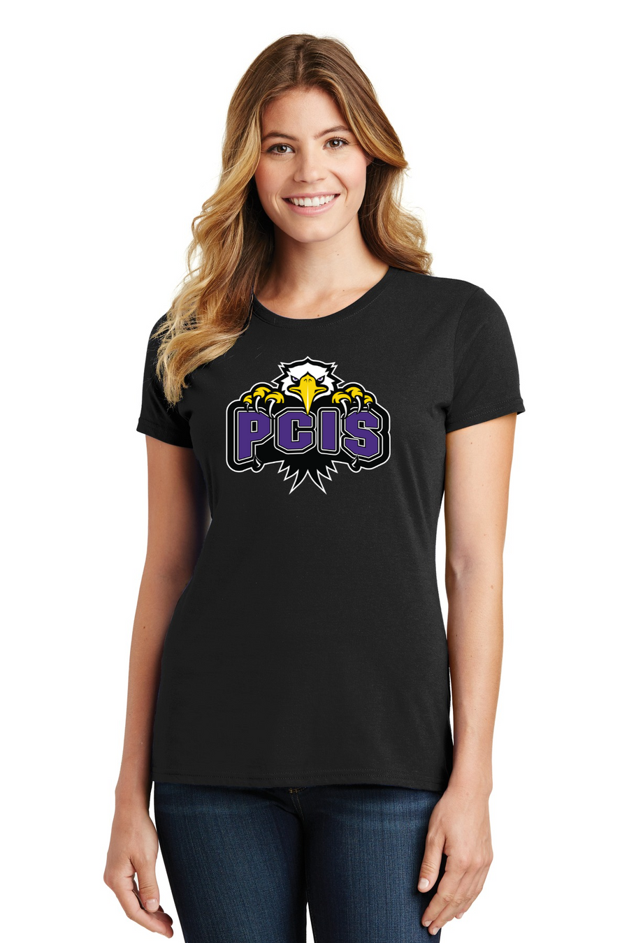 Plymouth Community Intermediate Spirit Wear 2023 On-Demand-Womens Cut Tee Falcon Logo