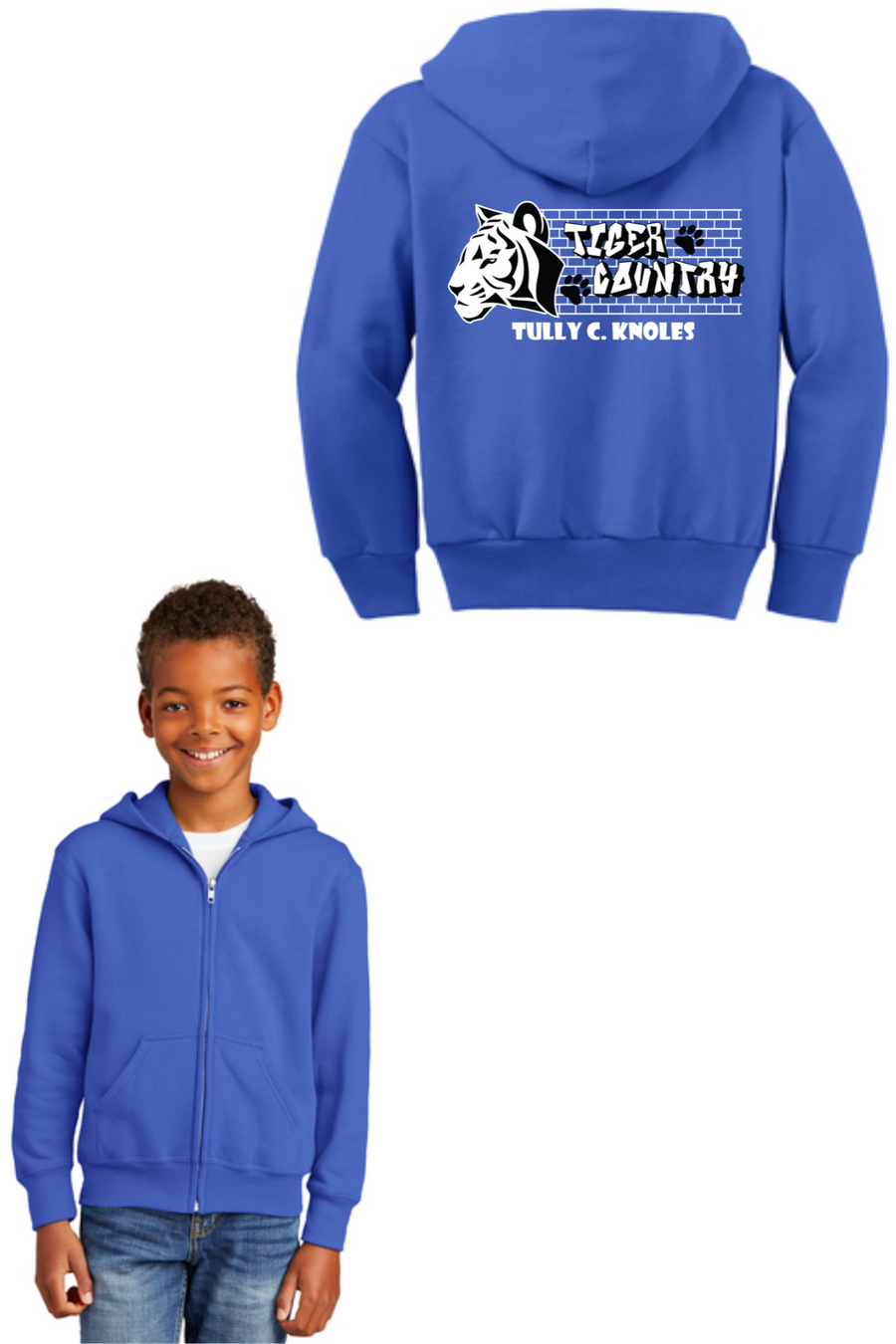 Tully C Knoles - Spirit Wear 23/24 On-Demand-Unisex Full-Zip Hooded Sweatshirt Tiger Country Logo