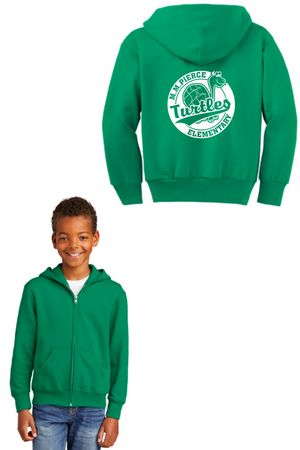 Pierce Elementary - 23/24 Spirit Wear-Unisex Full-Zip Hooded Sweatshirt Circle Logo