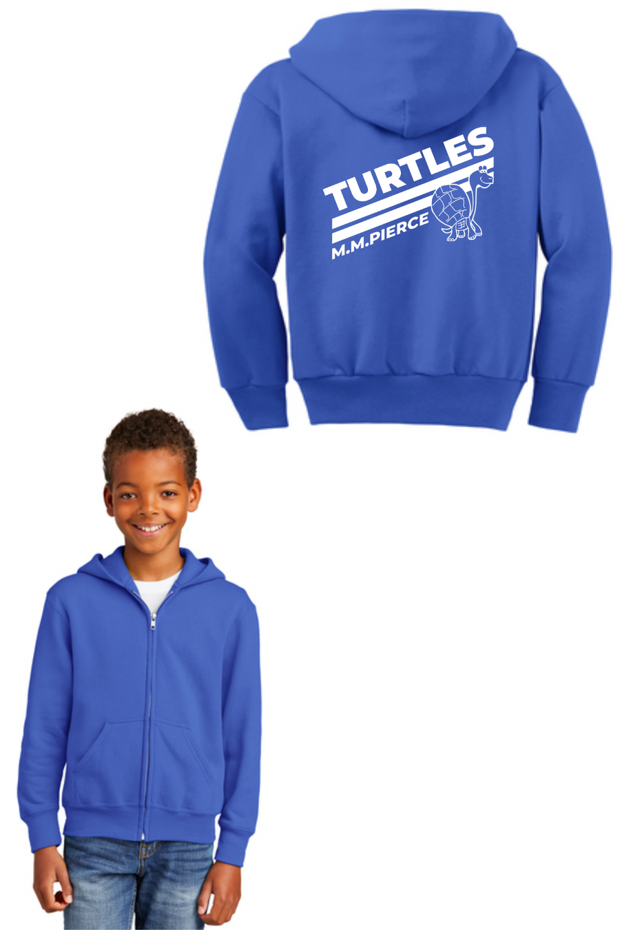 Pierce Elementary - 23/24 Spirit Wear On-Demand-Unisex Full-Zip Hooded Sweatshirt Stripes Logo