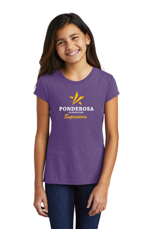 Ponderosa Elementary Spirit Wear 2023-24 On-Demand-Youth District Girls Tri-Blend Tee