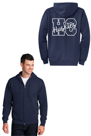 Hicks Canyon Fall Spirit Wear 2023/24 On-Demand-Unisex Full-Zip Hooded Sweatshirt - Huskies Logo