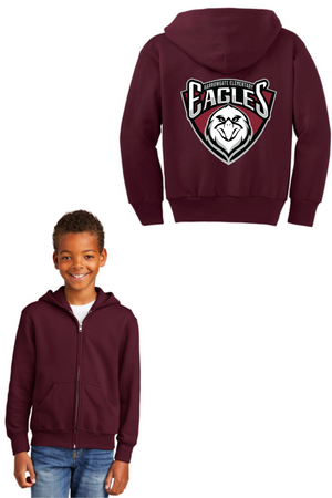 Harrowgate Elementary Spirit Wear 2023/24 On-Demand Store-Unisex Full-Zip Hooded Sweatshirt Shield Logo