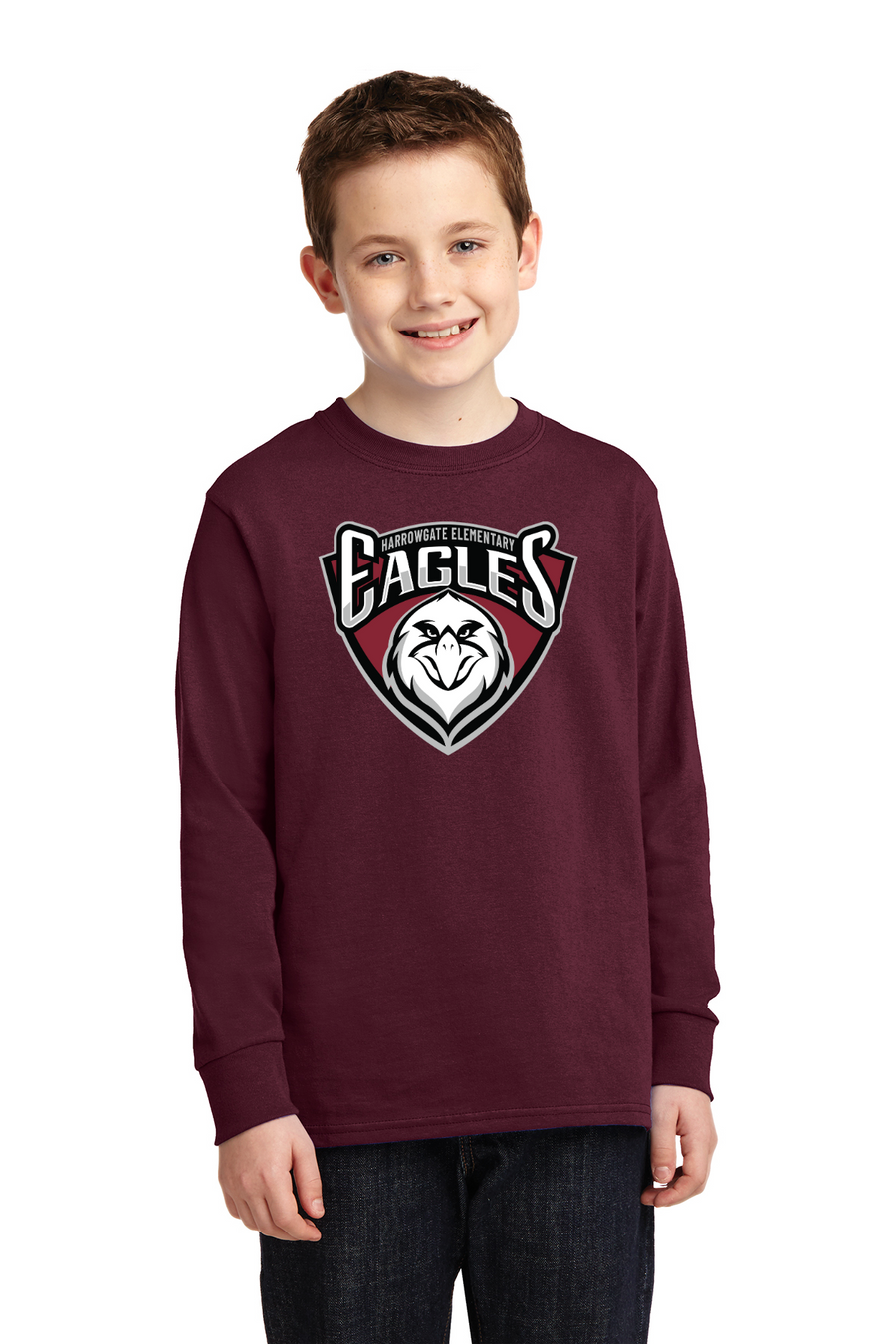 Harrowgate Elementary Spirit Wear 2023/24 On-Demand Store-Unisex Long Sleeve Shirt Shield Logo