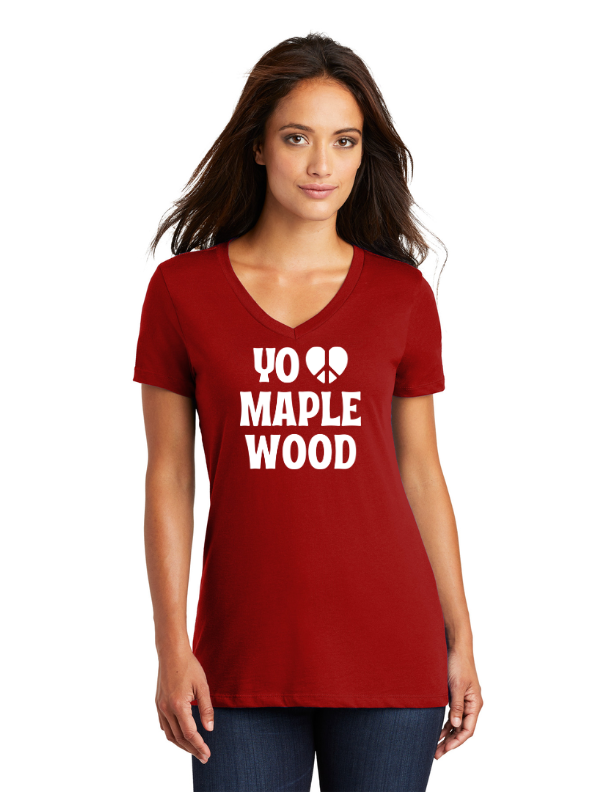 Maplewood Elementary Spirit Wear 2023-24 On-Demand-Premium District Womens V-Neck YoLove Logo