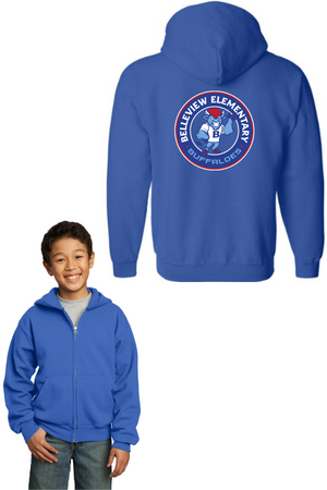 Belleview Elementary Spirit Wear 2023-24 On-Demand-Unisex Full-Zip Hooded Sweatshirt Circle Logo
