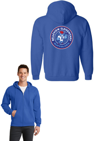 Belleview Elementary Spirit Wear 2023-24 On-Demand-Unisex Full-Zip Hooded Sweatshirt Circle Logo